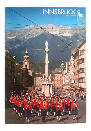 Vintage 1976 " Innsbruck Tirol Olympics Winter Games " Lithograph Print Austria Travel Poster