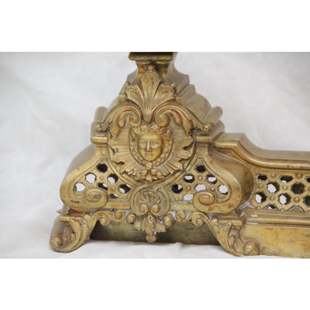 Antique fireplace andirons Louis XIV Sun King French Vintage bronze andirons Decor Fireplace tools Fireplace surround...