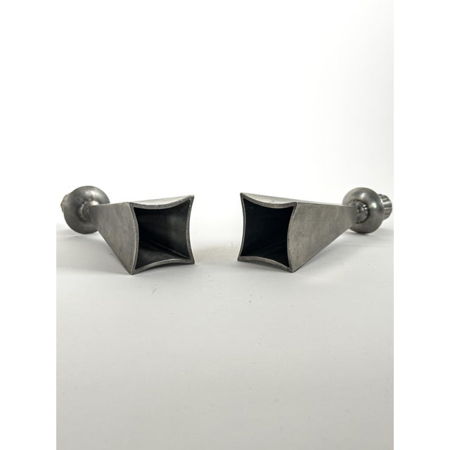 Swedish Grace Tin Candlesticks from Cicelören in Nyköping, 1940, Set of 2 For Sale - Image 4 of 7