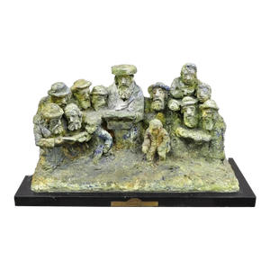 "Tashlich" by Samuel M Segal Judaism Vintage Brutalist Green Plaster Sculpture