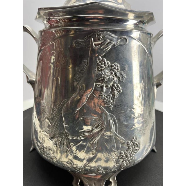 Metal Art Nouveau Pewter Punch Bowl in the style of WMF, 1950s For Sale - Image 7 of 10