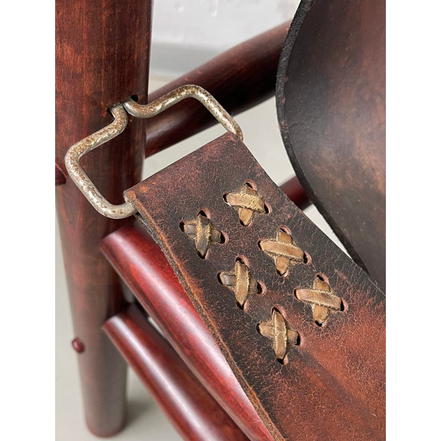 Mid-Century Buffalo Leather Safari Chair by Arne Norell, Scandinavia, 1950s For Sale - Image 10 of 14