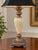 Late 20th Century Cream Neoclassical Urn Table Lamps With Black Square Bell Shades - Pair For Sale - Image 4 of 10
