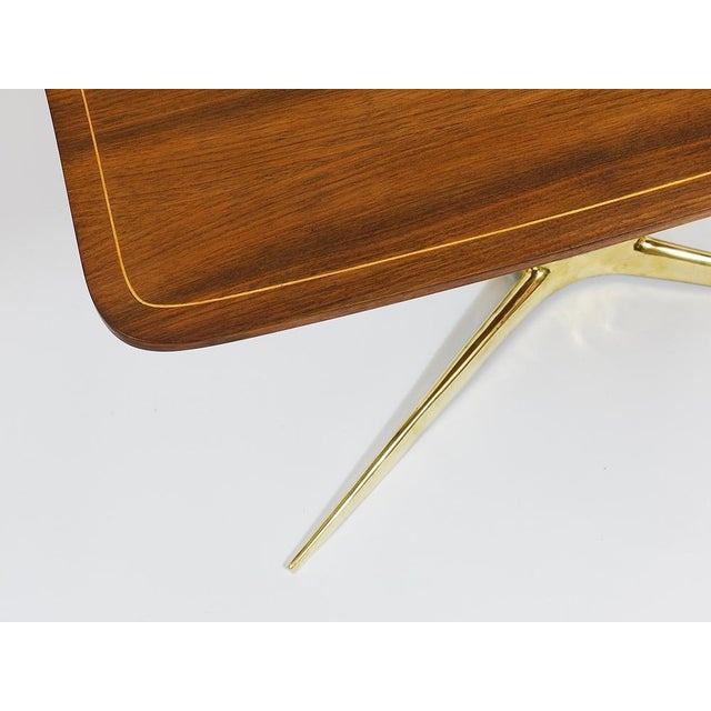 Brass and Walnut Coffee Table attributed to Oswald Haerdtl for Hagenauer, Vienna, Austria, 1950s For Sale - Image 16 of 18