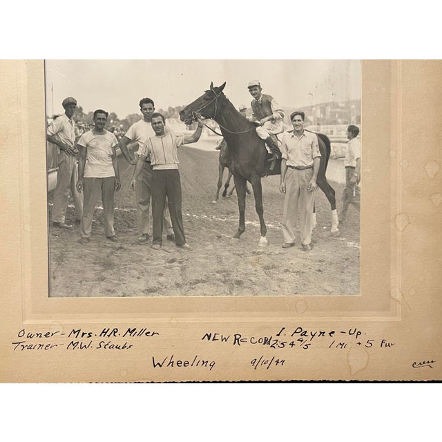 1947 Horse Racing Winner's Circle Photograph of Travelalong For Sale - Image 4 of 4
