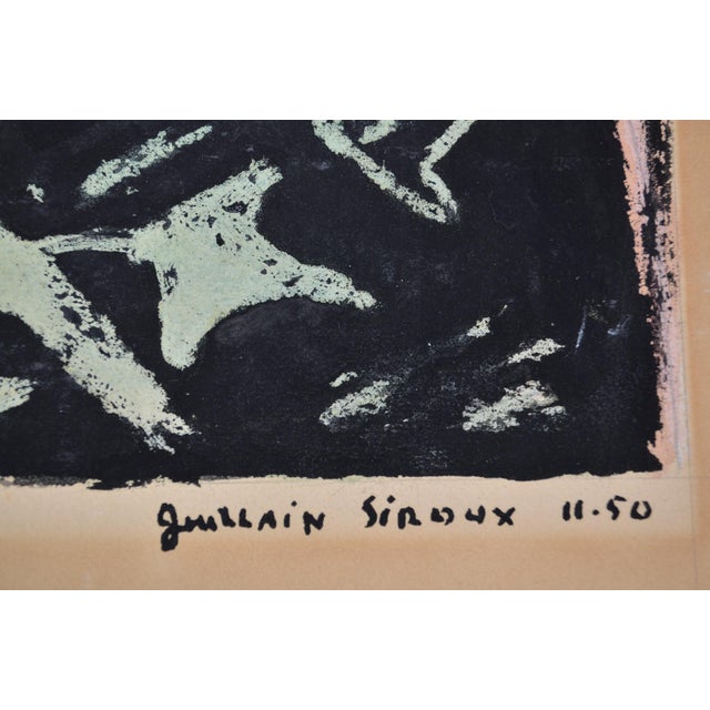 Rose 1950 Guillain Siroux “Visage Rose” French Modernist Mixed Media Portrait For Sale - Image 8 of 11
