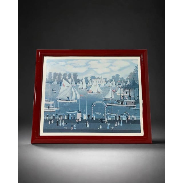 Expressionism Michel Delacroix 1991 Framed Sailboat Harbor Print For Sale - Image 3 of 5