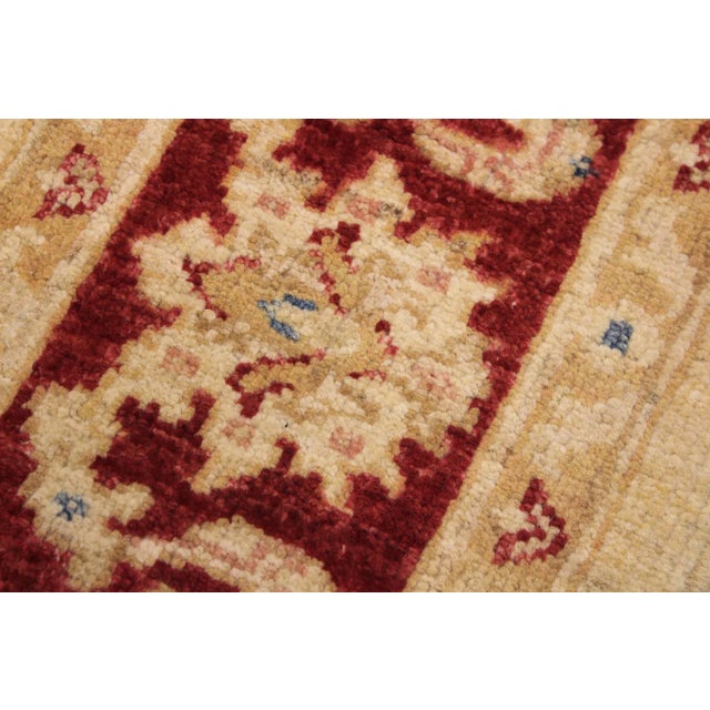 Boho Chic Ziegler Ivory Red Hand-Knotted Wool Rug - 3'4'' X 4'9'' For Sale - Image 4 of 7