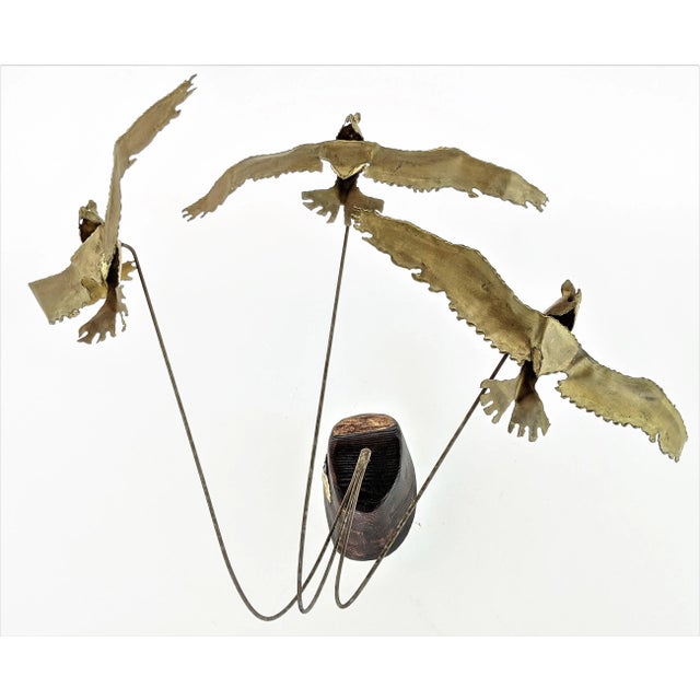 1970s Flying Seagulls Brass Table Sculpture by Ratafia For Sale - Image 5 of 11