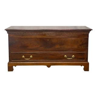 Vintage Mahogany Chippendale Style Cedar Lined Blanket Chest Trunk For Sale