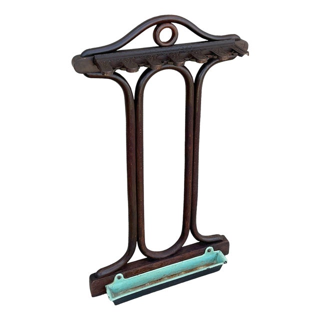 1910s Edwardian Era English Bentwood & Iron Pool Billiards Cue Holder by Egberts For Sale