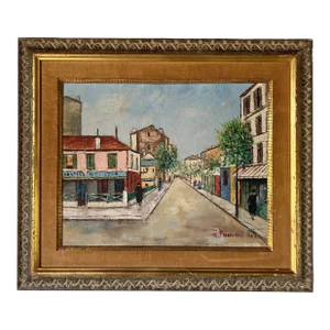 Vincenzo Fioravanti (Italian, 20th C.) Paris Oil on Canvas Painting, Framed