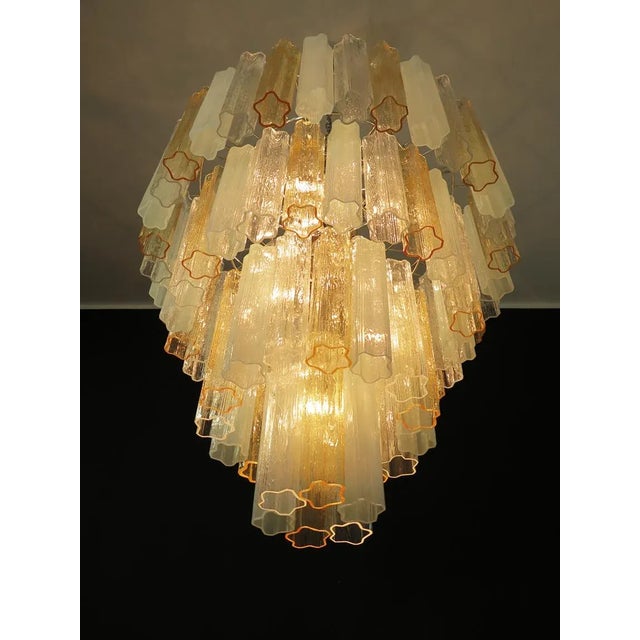 Yellow Large Vintage Italian Chrome and Opaline, Amber, and Clear Murano Glass Chandelier, 1980s For Sale - Image 8 of 12