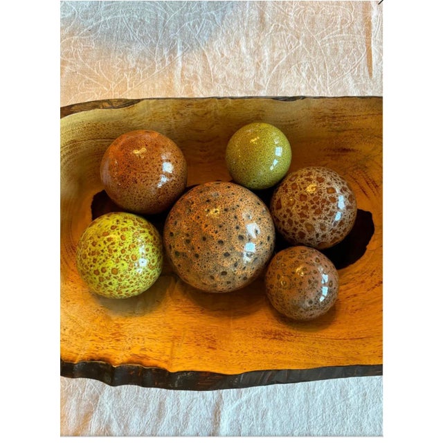 Contemporary 1990s Hand Painted Glazed Splash Ceramic Spheres - Set of 6 Assorted Sizes For Sale - Image 3 of 5