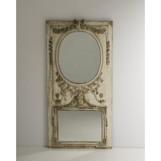 Early 19th Century France Louis XVI Antique White Wood Full-length & Floor Mirrors For Sale - Image 4 of 11