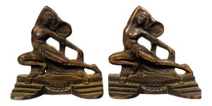 1920s Art Deco Bronze Dancing Nude Women Bookends