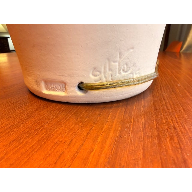 Vintage 1995 Signed Elite Postmodern Pastel Draped Table Lamp With Original Shade & Leviton Socket - 29" For Sale - Image 11 of 12