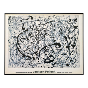 Jackson Pollock Vintage 1998 Abstract Expressionist Lithograph Print Framed Modernist Exhibition Poster " Number 14 : Gray " 1948