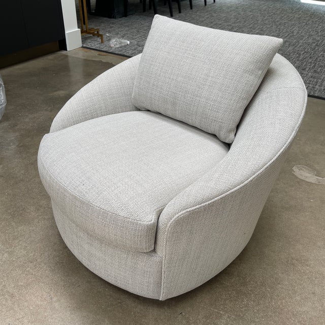 Round Swivel Chair by Lazar in Holly Hunt Textile Chairish