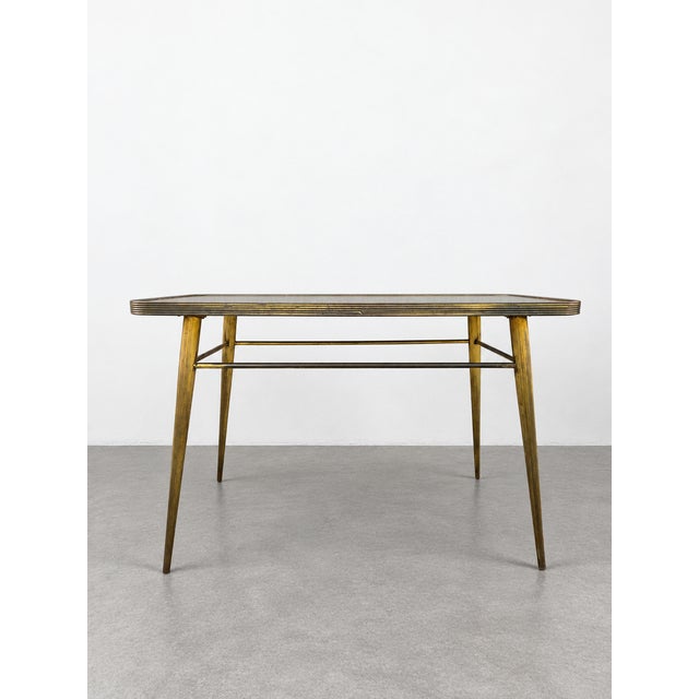 Vintage Coffee Table in Brass and Glass, Italy, 1950s, in Very Good conditions. Designed 1950 to 1959
