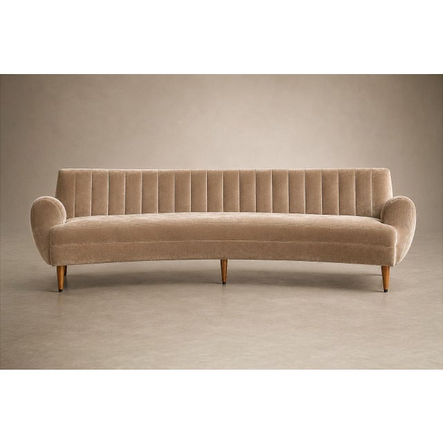 Brazilian Modern Sculptural Curved Sofa in Mohair and Caviúna Wood, 1960s For Sale - Image 16 of 18