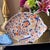 Hand-painted antique Imari leaf plate in fan and flower design // Arita plate // decorative plate // gilt edge // blue and white with orange For Sale - Image 9 of 17