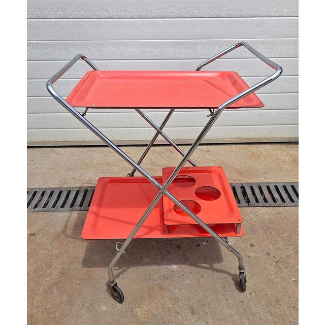 Space Age Orange Serving Trolley or Bar Cart, West Germany, 1970s For Sale - Image 13 of 14