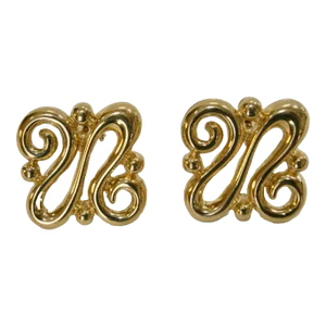 Vintage 1980s Givenchy Large Free Flowing Gold Plated Open Work Earrings, 2 Pieces