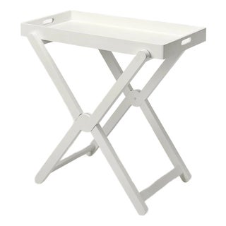 Edna 27.5 in. W Rectangular Wood Removable Top Folding Tray Table, White For Sale