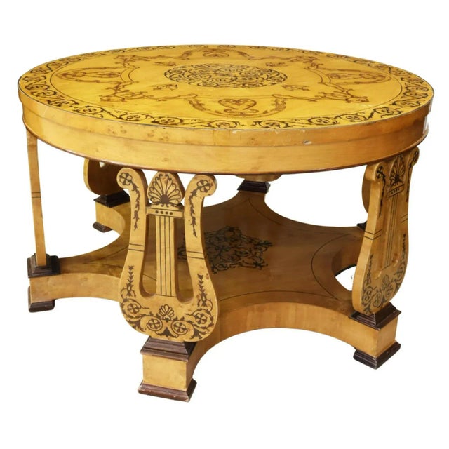 Early 20th Century Circa 1900 Biedermeier Style Center Marquetry Table For Sale - Image 5 of 5