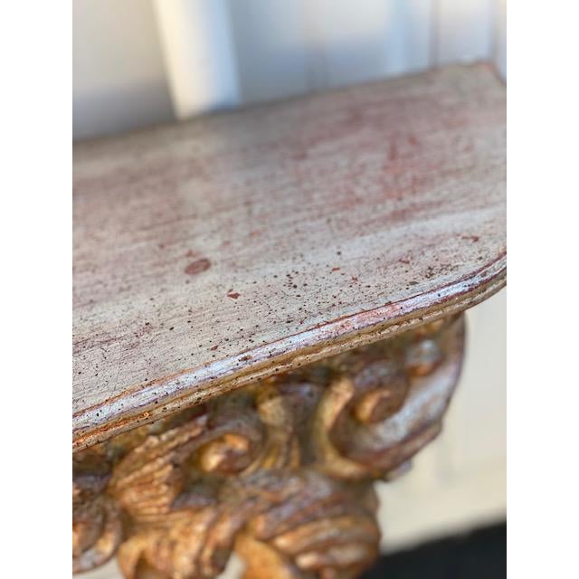 Italian Carved Gilt Wood Wall Mount Console Table For Sale In Los Angeles - Image 6 of 7