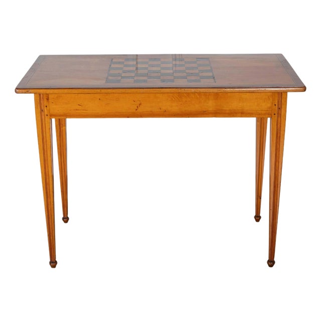 19th Century Late Gustavian Cherry and Nutwood Game Table with Checkerboard and Backgammon For Sale