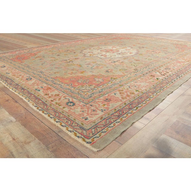 Light Gray Antique Turkish Oushak Rug - 08'01 X 11'00 For Sale - Image 8 of 10