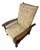Morris Style Reclining Chair With Floral Upholstery, Oak Leaf Detail on Armrest and Claw Feet For Sale