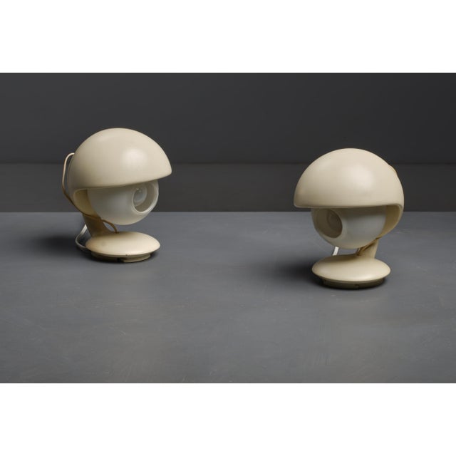 Cream Visor Table Lamps with Opaline Glass, 1960s, Set of 2 For Sale - Image 8 of 8