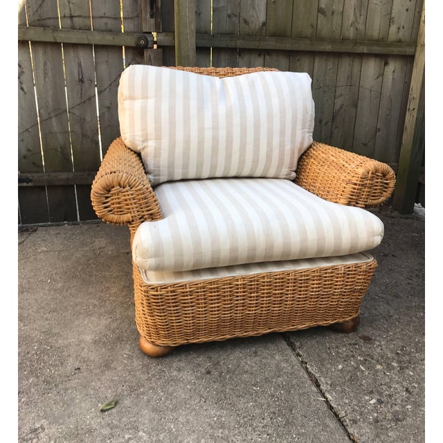 Michael Taylor Style Woven Wicker Rattan Lounge Chair Chairish