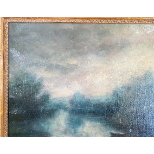 Textile 19th Century American Tonalist School Landscape Painting Style of George Inness For Sale - Image 7 of 18