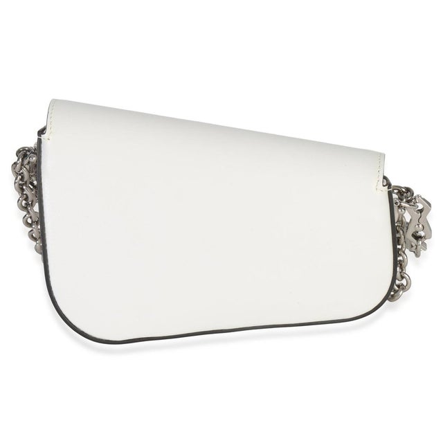 Gucci White Calfskin Mini Asymmetric Horsebit 1955 Shoulder Bag For Sale - Image 4 of 7