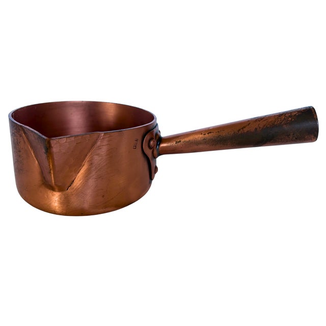 Metal French Copper Saucepan with Riveted Handle, 1950 For Sale - Image 7 of 7