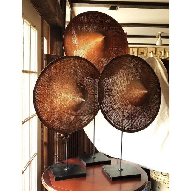Set of Three 1990s Lamps With Woven Shades For Sale - Image 10 of 10