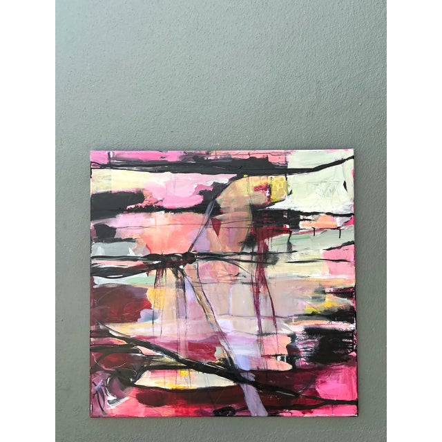 Wood Vintage Abstract Expressionist Oil Painting on Canvas For Sale - Image 7 of 12