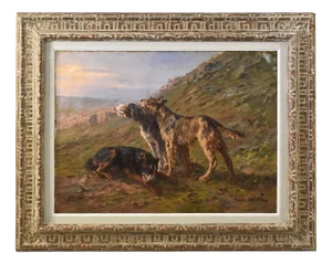 Marie Didiére Calvés, Dogs Portrait, Oil Painting on Canvas, Early 20th Century
