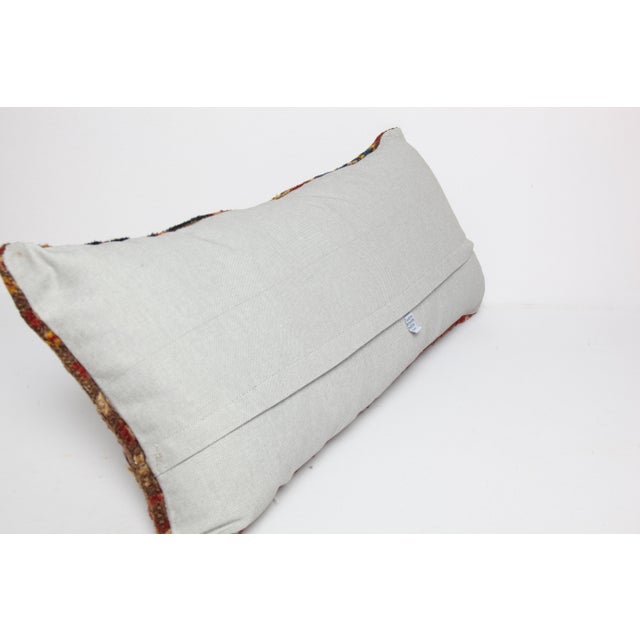 Navy Blue Antique Tribal Turkish Blue Tones Sofa Rug Pillow Cover -14'' X 31'' For Sale - Image 8 of 8