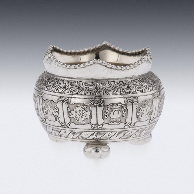 19th Century Victorian Solid Silver Salts & Spoons, London, 1870s, Set of 6 For Sale - Image 10 of 18