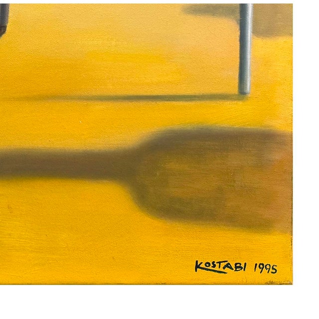 Original oil painting on canvas. Hand signed and dated lower front; hand signed, titled and date on verso by Mark Kostabi....