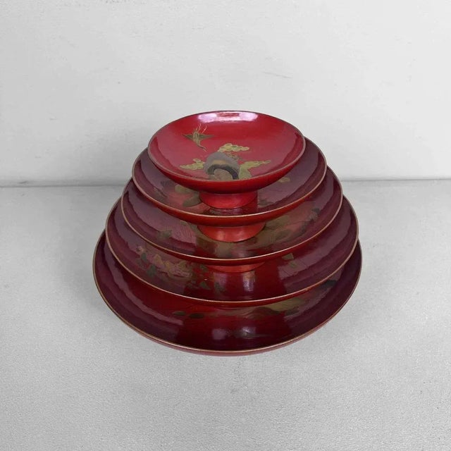 Meiji Period Sakazuki Maki-e 蒔絵 Lacquerware, Japan, 1890s, Set of 5 For Sale - Image 10 of 11