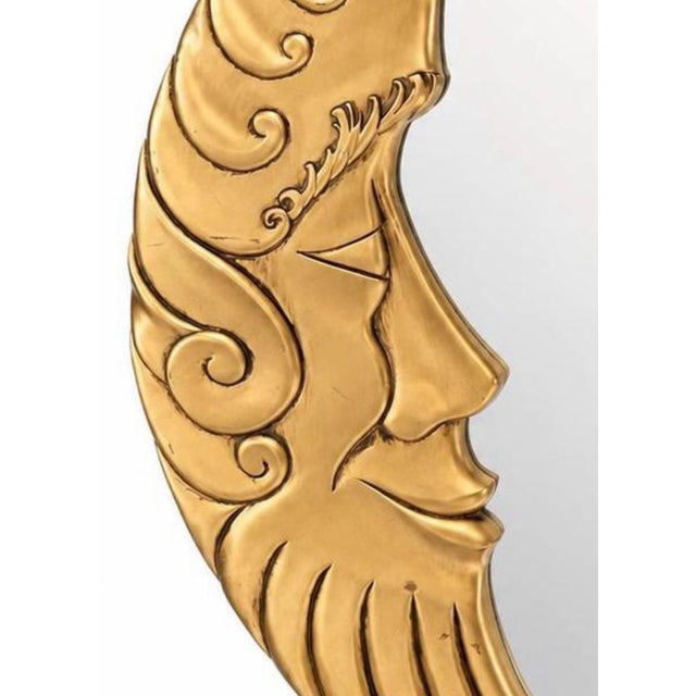 Contemporary Man in the Moon Mirror Large Gold Crescent 36” Vintage Celestial 1990s For Sale - Image 3 of 12