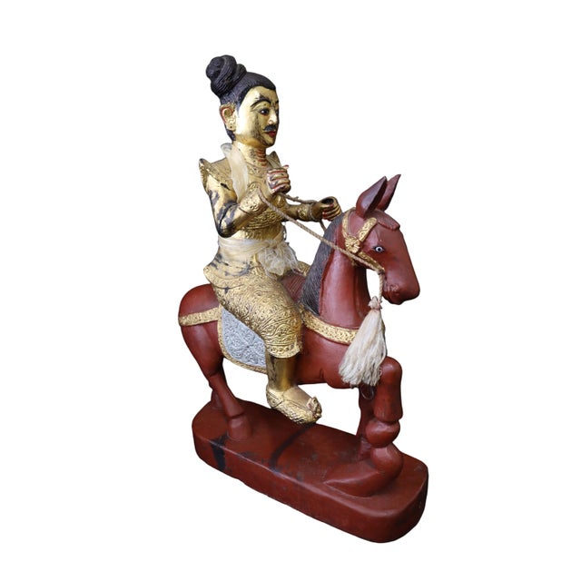Asian Antique Antique Burmese Statue of Nat on Horseback For Sale - Image 3 of 16