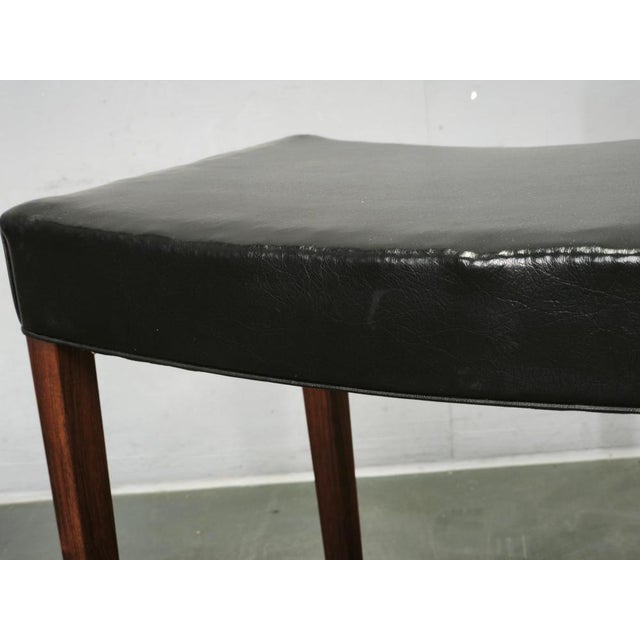 Mid-Century Danish Modern Wood and Black Leather Stool, 1960s For Sale - Image 9 of 12