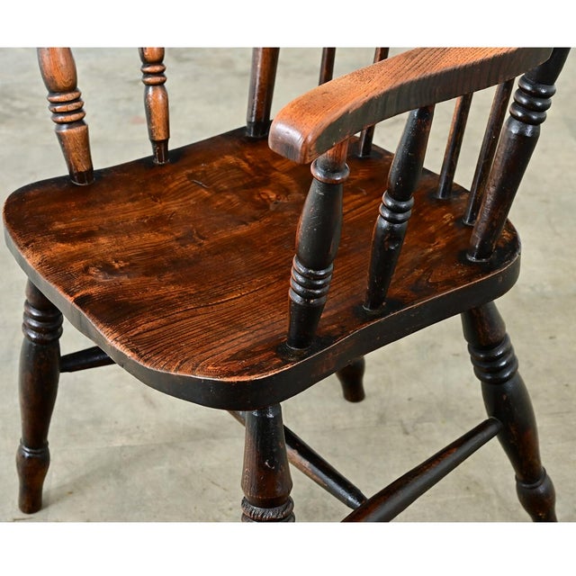 English 19th Century Carved Elm Windsor Chair For Sale - Image 9 of 12
